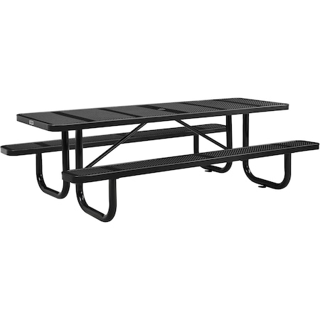 Global Industrial Rectangle Picnic Table, Black, Perforated Metal, 96 in L 694555BK